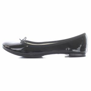 Repetto バレエシューズ パンプス フラット アーモンドトゥ リボン エナメル 39 25cm 黒 ブラック D