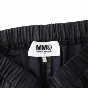 MM6 Maison Margiela 22AW フェイクレザー クロップドパンツ イージー カットオフ 36 S 黒 ブラック S52KA0282