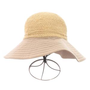 HELEN KAMINSKI ハット つば広 麦わら帽 ラフィア 切替 バイカラー 帽子 ベージュ グレージュ