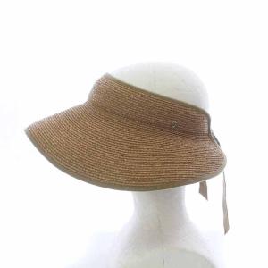 HELEN KAMINSKI サンバイザー 帽子 麦わら帽子 リボン ワンサイズ 57.5cm ベージュ