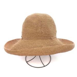 HELEN KAMINSKI ハット つば広 麦わら帽 ラフィア 帽子 茶 ブラウン