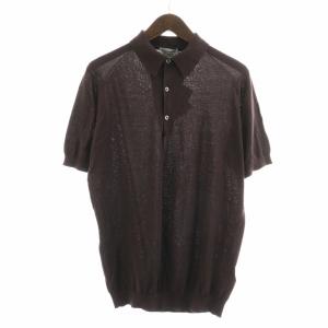 STANDARD FIT ADRIAN SHIRT ポロシャツ ニット 半袖 ハーフボタン M 茶 ブラウン