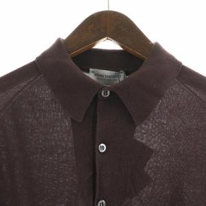 JOHN SMEDLEY STANDARD FIT ADRIAN SHIRT ポロシャツ ニット 半袖 ハーフボタン M 茶 ブラウン