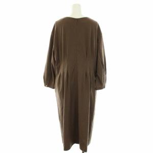 23区 ワンピース ひざ丈 Vネック 長袖 ウール 大きいサイズ 46 3XL 茶 ブラウン
