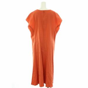 23区 ワンピース ロング キーネック 半袖 麻 リネン タグ付き 大きいサイズ 46 XXL オレンジ
