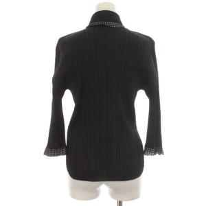 PLEATS PLEASE ISSEY MIYAKE イッセイミヤケ ブラウス ドット 切替 PP43-JJ672 七分袖 3 黒