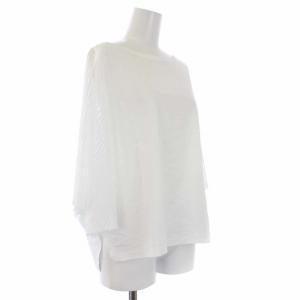 ISSEY MIYAKE カットソー 半袖 ドルマンスリーブ ボーダー シアー 切替 2 M 白 ホワイト