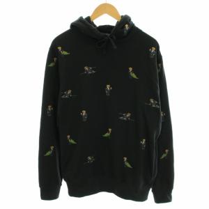 パーカー プルオーバー 長袖 ポロベア刺繍 裏起毛 M 黒 ブラック 茶 ブラウン
