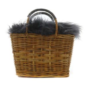 Athena New York かごバッグ バスケット 籐かご ハンドバッグ ファー 茶 ブラウン