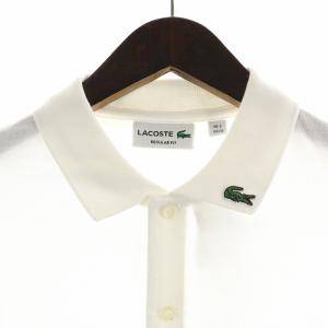 LACOSTE レギュラーフィットポロシャツ 半袖 ハーフボタン ロゴ刺繍 鹿の子 2 XS 白 ホワイト PH0949