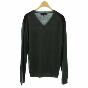 ETRO ニット セーター チェック Vネック S カーキ グレー