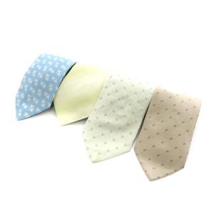 ネクタイ 4本セット まとめ売り 総柄 ライトグリーン ベージュ 水色 ライトブルー