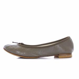 Repetto バレエシューズ パンプス ローヒール リボン 総柄 39 24.7cm グレージュ