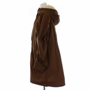 EPOCA ライナー付モッズコート フード ロング ジップアップ 38 S 茶 ブラウン