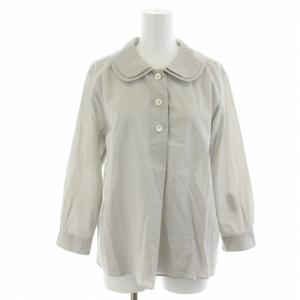 ブラウス シャツ フラットカラー プルオーバー 七分袖 2 M ライトグレー