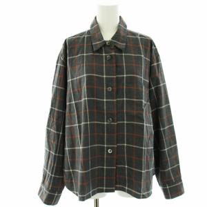 21AW LARGE TATTERSALLチェックシャツ ブラウス 長袖 ビッグシルエット コットン 3 L グレー 白 ホワイト