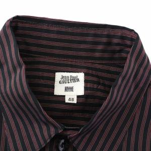 Jean Paul GAULTIER HOMME ストライプシャツ 長袖 48 M ブラック レッド