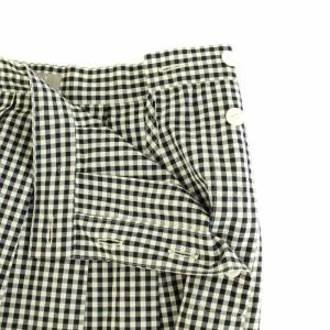 MARGARET HOWELL ギンガムチェックコットンポプリンスカート ロング マキシ フレア 2 M 黒 ブラック 白 ホワイト