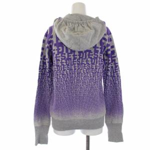 DIESEL パーカー スウェット トレーナー プルオーバー 長袖 ロゴ 総柄 XXL グレー 紫 パープル