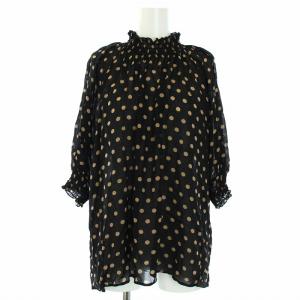 21SS シアードットシャーリングブラウス 五分袖 黒 ブラック ベージュ 21051200113010