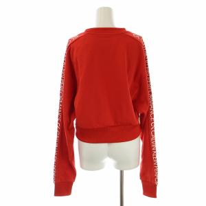 Calvin Klein トレーナー スウェット ショート クルーネック プルオーバー 長袖 ロゴライン M 赤 レッド 白 ホワイト 4WS9W361