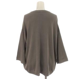 HERMES PARIS ニット カットソー ボルデュック ツイルレーヌ シルク サテン 切替 七分袖 34