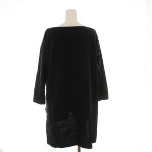 AMERICANA カットソー シャツ 長袖 ボートネック スリット 黒 ブラック