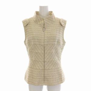 01P 2001S ベスト ツイード ハイネック ジップアップ ココマーク 42 ベージュ