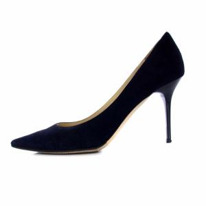 JIMMY CHOO ポインテッドトゥパンプス スエード ピンヒール ハイヒール 36.5 23.5cm 紺 ネイビー