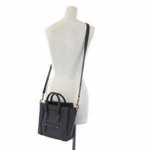 CELINE ラゲージ ナノショッパー ハンドバッグ トートバッグ ショルダーバッグ 2way レザー グレー