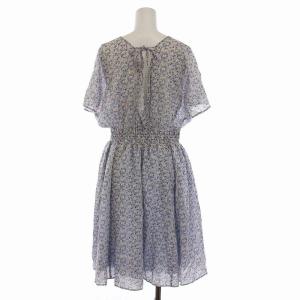 TOCCA LIBERTY ワンピース ひざ丈 カシュクール 小花柄 半袖 0 S 紺 青 白 ブルー ホワイト