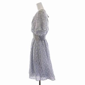 TOCCA LIBERTY ワンピース ひざ丈 カシュクール 小花柄 半袖 0 S 紺 青 白 ブルー ホワイト