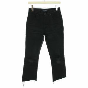 ブラックデニム デニムパンツ ジーンズ カットオフ ジップフライ 01 S 黒 ブラック