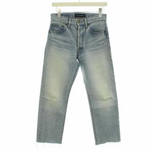 デニムパンツ ジーンズ ボタンフライ ヴィンテージ加工 カットオフ 00 XS 水色 ライトブルー