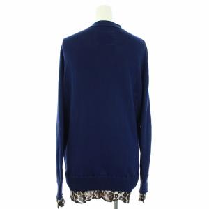 sacai カーディガン ニット フリル ヒョウ柄 レオパード 長袖 2 M 紺 ネイビー