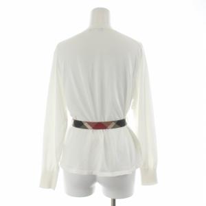 BLUE LABEL CRESTBRIDGE 20SS カーディガン ニット Vネック ベルトチェック 長袖 38 M 白 ホワイト