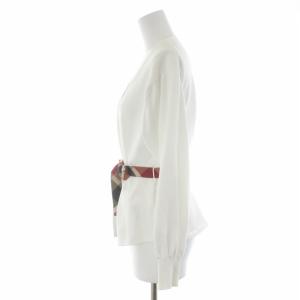 BLUE LABEL CRESTBRIDGE 20SS カーディガン ニット Vネック ベルトチェック 長袖 38 M 白 ホワイト