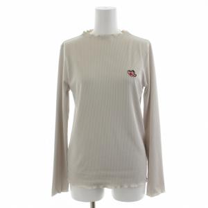 21AW カットソー リブニット ハイネック ハート刺繍 プルオーバー 長袖 38 M グレージュ
