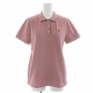 22SS ポロシャツ カットソー 鹿の子 プルオーバー ハート刺繍 半袖 38 M ダークピンク