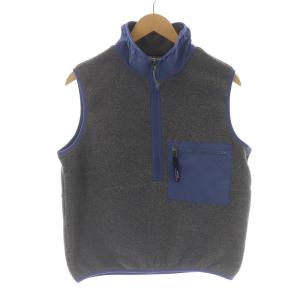 シンチラフリースベスト ジャケット ハイネック ハーフジップ S グレー 紺 ネイビー