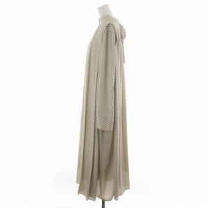 CELFORD 21AW 2wayプリントプリーツ ワンピース ボウタイ 総柄 ロング 長袖 38 M ベージュ 黒 ブラック