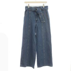 20SS デニムパンツ ワイド パンツ ベルト付 スタッズ 36 S 青 ブルー
