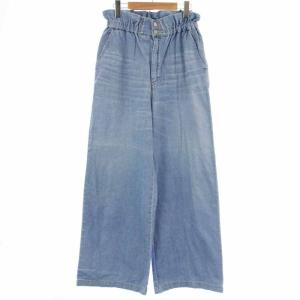20SS デニムパンツ ジーンズ ワイドパンツ ジップフライ ウォッシュ加工 36 S 青 ブルー