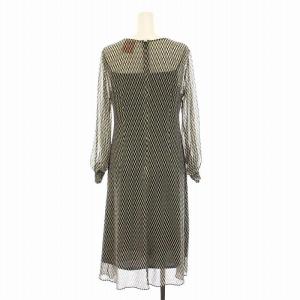 SYBILLA シアー ワンピース ロング シースルー Vネック 総柄 長袖 M 緑 グリーン 紫 パープル