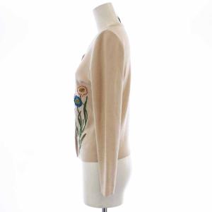 SYBILLA カーディガン ニット 長袖 ウール 花柄刺繍 L ベージュ