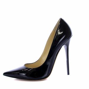 JIMMY CHOO ポインテッドトゥ パンプス ハイヒール ピンヒール エナメル 38 25cm 黒 ブラック