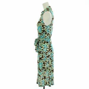 DIANE von FURSTENBERG セイントジュード ST.JUDE ワンピース ひざ丈 ノースリーブ カシュクール 総柄 タグ付き 絹 シルク 2 M 水色