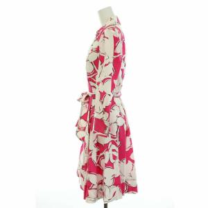DIANE von FURSTENBERG ディーブイエフジャドリアン DVF JADRIAN ワンピース ひざ丈 長袖 カシュクール 花柄 リボン 2 M 白 ホワイト