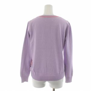 Chesty カーディガン ニット プリント柄 クルーネック 長袖 F 紫 パープル