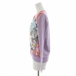 Chesty カーディガン ニット プリント柄 クルーネック 長袖 F 紫 パープル